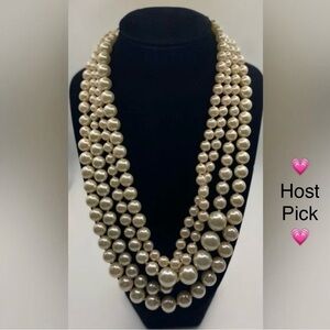 J. Crew Four Strand Faux Pearl Twisted Hammock Gold Tone Necklace 💗HP💗
